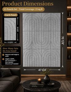 Lot de 12 panneaux acoustiques auto-adhésifs en feutre PET de 30x60cm pour cinéma, salle de cinéma, appartement, hôtel - Product Image 3