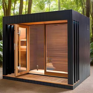 Cabina de Sauna de vapor interior compacta para espacios domésticos pequeños Diseño moderno Calefacción eléctrica de madera maciza de cedro rojo con controlador de Sauna - Product Image 2