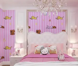 Hiện Đại Đẹp Đáng Yêu Màu Hồng Nhân Vật Hoạt Hình Hello Kitty Hình Nền Phòng Trẻ Em 3d