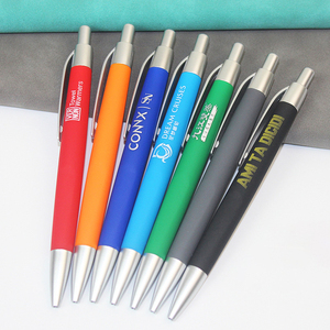 Custom Logo Ballpoint Pen Colorful Rubberized Grip Promotional Business Gift for Office Hotel Conference