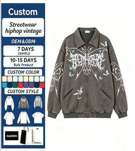 Giacca Vintage con Zip e Stampa Farfalle, Cappotto in Pile Oversize con Colletto, Stile Gotico Y2K, <span class=keywords><strong>Felpa</strong></span> Larga con Zip Intera - Product Image 1