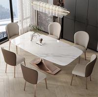2024 nouvelle table à manger de luxe de cadre en métal de marbre blanc de style nordique simple de nouveau design