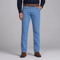 Jean en denim Haggar pour homme, coupe droite, taille mi-haute, style vintage – Tailles régulières et grandes tailles, bleu moyen, lavable, 36W X 29L