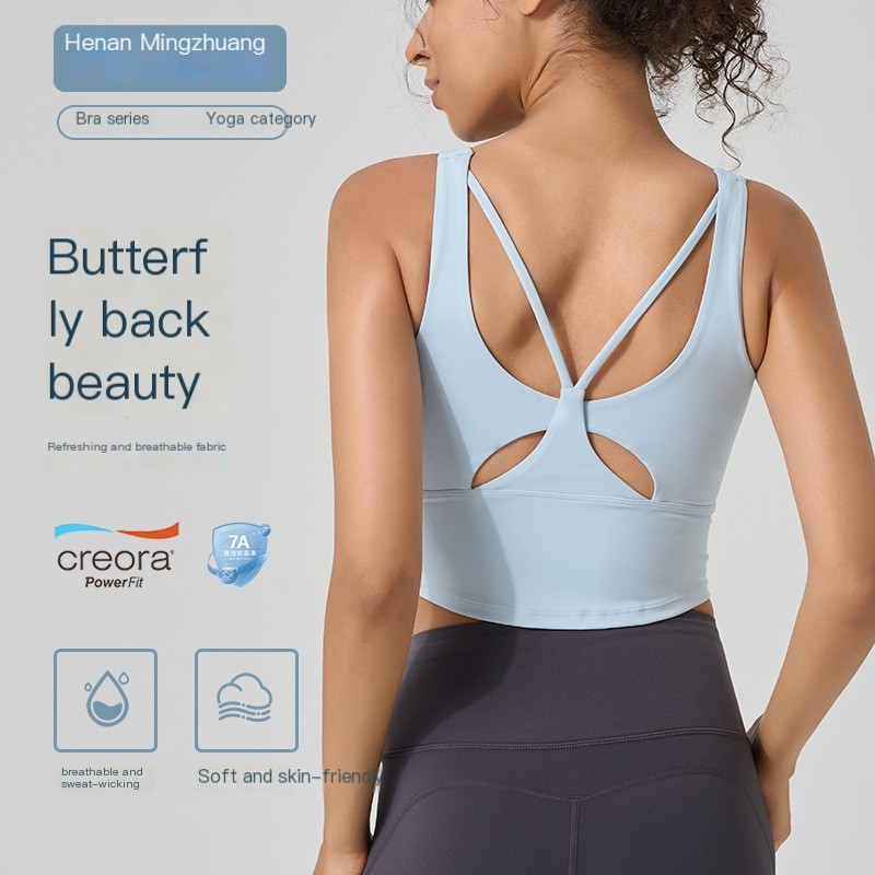 Custom Logo Women Sports Bra Yoga Bra High Impact Padded Shockproof Anti Bacterial Sweat Wicking Seamless Activewear Crop Top