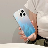 Bunte Farbverlauf Laser Feather Phone Case für iPhone 16 15 14 13 12 Pro Max Hard PC Schutz Aurora Full Cover