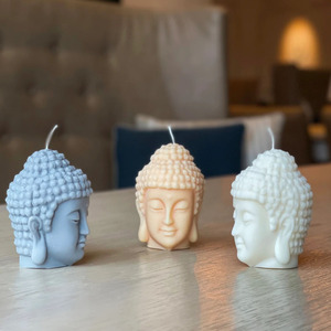 Bougie artisanale personnalisée en cire de soja en forme de tête de <span class=keywords><strong>Bouddha</strong></span> joyeux, chakra, prière, religion, statue bouddhiste, bougie pour la décoration de la maison pour Diwali - Product Image 5