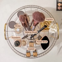 Organisateur de maquillage rotatif sur 2 niveaux personnalisé en usine, support de rangement cosmétique en acrylique transparent