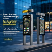 Écran publicitaire numérique pour arrêt de bus avec écran LCD haute luminosité, armoire résistante aux intempéries et service OEM