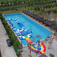 Parc aquatique gonflable flottant géant, conception modulaire, team building pour usage commercial, matériau PVC, certifié CE, 500 kg