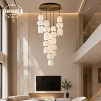 Décoration intérieure moderne, lustre suspendu en verre personnalisé avec LED en acier inoxydable pour villa, hôtel, hall d'entrée, escalier