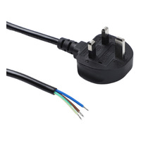 Cable de Alimentación Carryon BS de 3 Pines con Enchufe UK de 1m y 16A, 2 Tomas de Corriente Alterna, Certificación VDE CE, Conductor 100% Cobre, Extremo C17, para Electrodomésticos