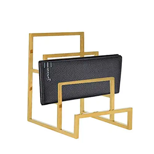 3-Layer Tiered Wallet Display Rack Metal Polished Gold Clutch Purse Closet Organizer Display Stand For Boutique Store