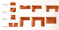 VOXHOME USA Lagerbestand Sofortversand Sofa Moderne Wohnzimmermöbel Grünes Modulares Ecksofa Set