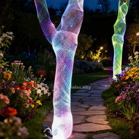 Éclairage d'arbre en fibre optique à changement de couleur RGBW imperméable, maille de fibre optique tissée, fibre optique LED pour éclairage d'arbre extérieur