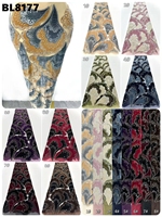 Tissu en dentelle de tulle de velours perlé et pailleté de Singapour pour robes de mariée nigérianes 100% polyester