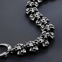Bracelet Crâne en Acier Titane Style Punk Sombre pour Homme – Accessoire de Mode Vintage Tendance Rock Haute Qualité
