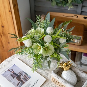 Bouquet de fleurs artificielles CallaFloral vert et blanc pour mariage, décoration murale, CF02015 - Product Image 1