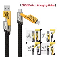 Kabel Pengisian Cepat dan Data 4 in 1 OEM, Kabel Pengisian Cepat USB C dari Logam Paduan Seng 60W PD, Supplier