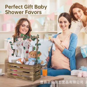Solid Wood Baby Storage Box Wardrobe <b>Clothes</b> <b>Rack</b> With Toy Basket For Children Room Organization 0-12 Months - Product Image 3