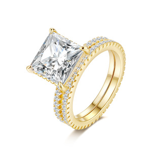 Bague de Fiançailles de Luxe pour Femme en Argent Sterling S925, Moissanite Taille Princesse Entièrement Pavée, Tendance 2026 - Product Image 1