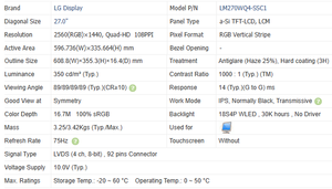 LM270WQ4-SSC1 en Stock, Pantalla LCD de Repuesto de 27.0 Pulgadas Quad-HD 2560*1440 para HP All-IN-ONE - Product Image 4
