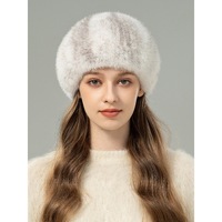 Béret en fourrure de vison véritable pour femme, élégant, jeune et polyvalent, bonnet chaud en fourrure authentique pour l'hiver