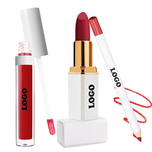 <span class=keywords><strong>Rossetto</strong></span> Opaco Morbido All'Ingrosso in Tonalità Nude Rosse di Tendenza, Vegano e Cruelty-Free, Kit <span class=keywords><strong>Rossetto</strong></span> Opaco 3 in 1 Impermeabile con Matita Labbra - Product Image 2
