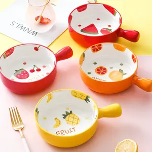 Four en céramique pour la pâtisserie, style cé<span class=keywords><strong>l</strong></span>ébrité du web, avec assiettes, plats et bols à fruits créatifs et mignons, vaisselle <span class=keywords><strong>de</strong></span> table pour le petit-déjeuner à domicile avec poignée - Product Image 2