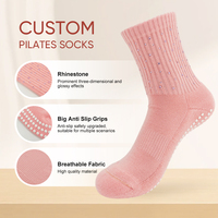 Chaussettes de Pilates personnalisées avec logo, strass et paillettes, antidérapantes, haute qualité