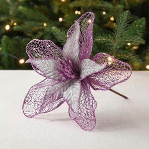 Sequins Christmas Flowers Merry Christmas Decorative Flowers Artificial Glittered Flowers for Ornaments Christmas - Product Image 2