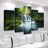 Affiches Paysagères Coucher de Soleil pour Chambre d'Enfant, Impressions Florales sur Toile, Lot de 5 Pièces, Décoration Murale Artistique