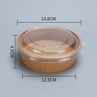 Bol à salade à emporter avec couvercle, papier kraft de qualité alimentaire, 500ml 750ml 1000ml 1100ml 1200ml 1300ml