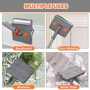 Nettoyeur de plinthes de 85 pouces Outil de nettoyage de cadre de porte Nettoyeur de murs avec longue poignée extensible Nettoyeur de murs et de fenêtres - Product Image 2
