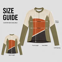 Maillot de cyclisme personnalisé pour femme à manches longues et fermeture éclair intégrale, motif géométrique color block, idéal pour les compétitions de cyclisme sur route