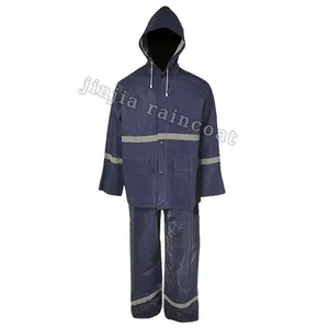 cheap price safety work waterproof heavy duty rain coat double layer 2 piece rain suit pvc polyester raincoat set