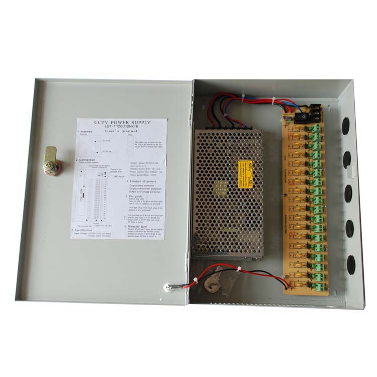 AC100V-240V распределительный блок питания для безопасности 12v dc 10a 9ch cctv Блок питания