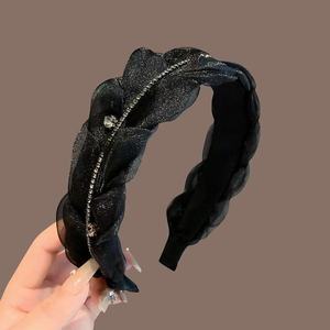 ربطة رأس بسلسلة واسعة من حجر الراين ، إكسسوار شعر متعدد الاستخدامات بسيط وأنيق ، ربطة رأس فاخرة رفيعة المستوى للنساء - Product Image 2