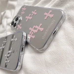 Coque de téléphone pour iPhone 15 13 12 14 Pro Max 16 17 avec miroir de maquillage Chrome Hearttt et croix de Jésus-<span class=keywords><strong>Christ</strong></span> pour les amoureux, coque arrière rigide - Product Image 2