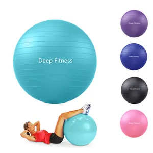 Spor büyük Yoga topu 55CM 65CM 75CM denge Yoga topu PVC ev egzersiz Yoga terapi topu