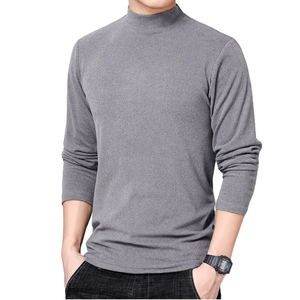 <strong>Turtleneck</strong> Thicken <strong>Tshirt</strong> Fleece Autumn Winter Men's T-shirts Tops Custom Undershirt Men Long Sleeve T Shirt - Product Image 3