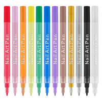 Ensemble de stylos marqueurs pour nail art à pointe oblique avec 24 couleurs, stylos à peinture acrylique effaçables pour le graffiti et le dessin
