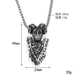 Mens WaterProof Stainless Steel Ram Head Pendant <b>Necklace</b> Viking <b>Celtic</b> Biker Gothic Box Chain Gold Silver Black Hypoallergenic - Product Image 6