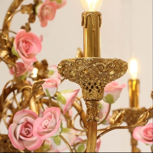 Lustre en céramique de Style français cuivre salon salle à manger chambre lustre décoratif en laiton - Product Image 5