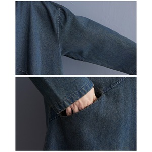 Nouvelle collection automne <span class=keywords><strong>2022</strong></span> : Manteau trench décontracté en jean pour femme, <span class=keywords><strong>grande</strong></span> taille, coupe ample, style rétro polyvalent, mi-long, pour femmes rondes, tendance - Product Image 6
