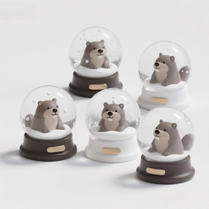 Globo d'acqua in resina Marmot da 3,5 pollici - Globo <span class=keywords><strong>di</strong></span> neve alpino 3D dipinto a mano con LED, ordine personalizzato all'ingrosso - Product Image 1