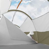 Tente OEM pour 8 personnes, résistante aux intempéries, tente familiale avec 5 grands fenêtres en maille, double couche, rideau divisé, sac de transport portable
