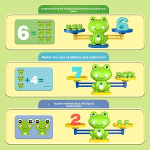 Jouet d'équilibre numérique en plastique en forme <span class=keywords><strong>de</strong></span> grenouille pour enfants <span class=keywords><strong>de</strong></span> 4 à 6 ans, éducation préscolaire, addition, soustraction, apprentissage précoce - Product Image 3