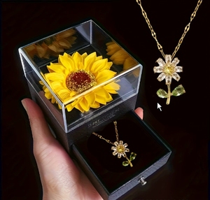 2025 gioielli di san valentino inossidabile sei il mio sole aperto ciondolo di girasole anello Set per regalo fidanzata mamma <span class=keywords><strong>moglie</strong></span> - Product Image 4