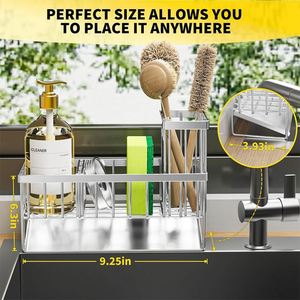 <b>Kitchen</b> Stainless Steel Rustproof Sink Drain Rack Soap <b>Sponge</b> Rack Dish Brush <b>Holder</b> Sink Organizer Drip Tray Sink Caddy - Product Image 6