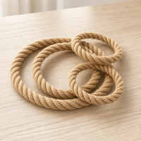Jute-Seil-Ringwurfspiel, 14mm dick, 10cm bis 50cm Durchmesser, für Outdoor, Rasen, Hof, Karneval, Deko, geflochten